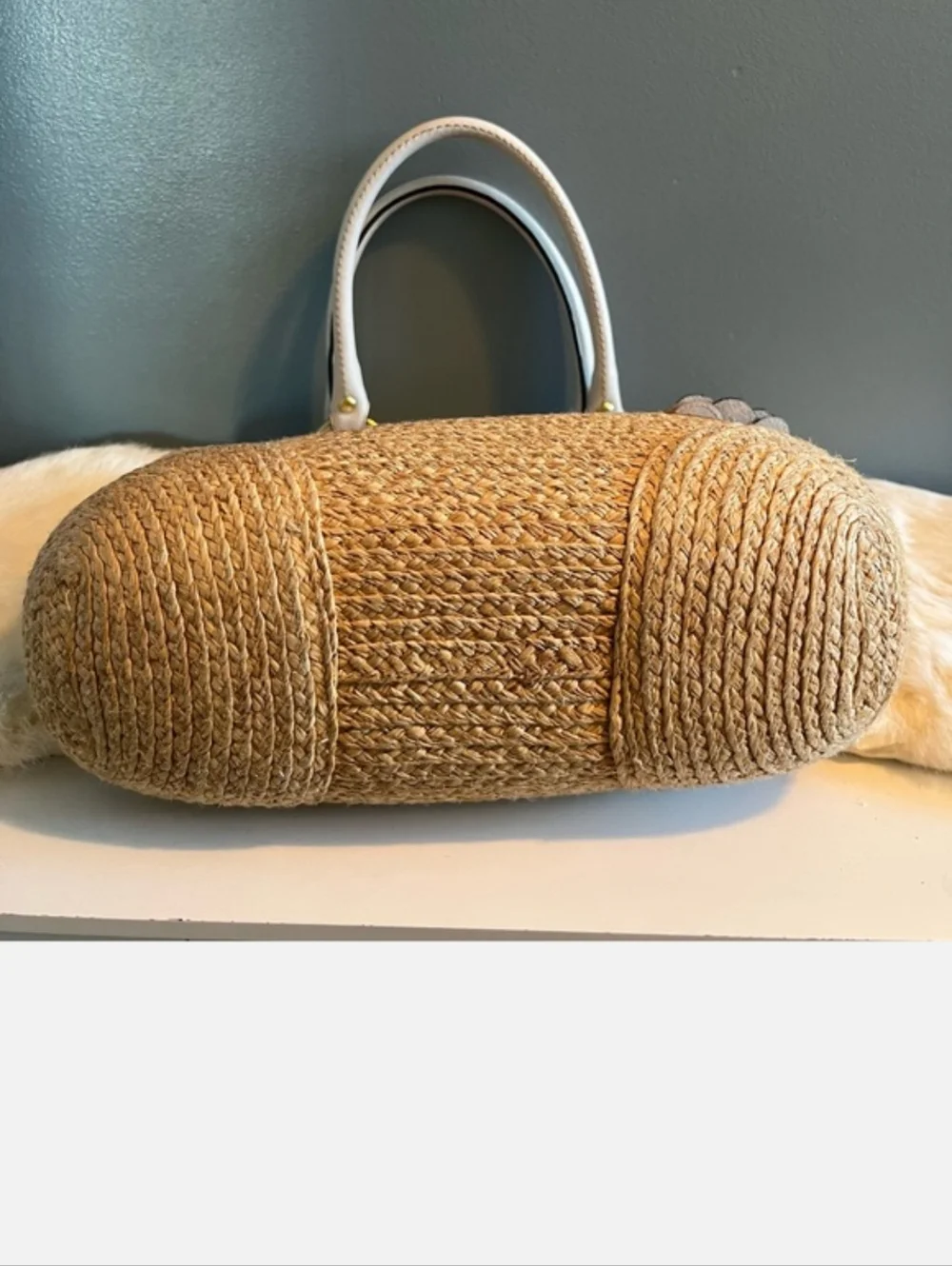 Coach Bleecker Natural Straw Leather Flower Tote - Picture 6 of 12